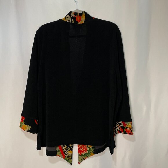 SOFT SURROUNDINGS Kimono Jacket, Black/Red/Green - XL - Picture 2 of 9